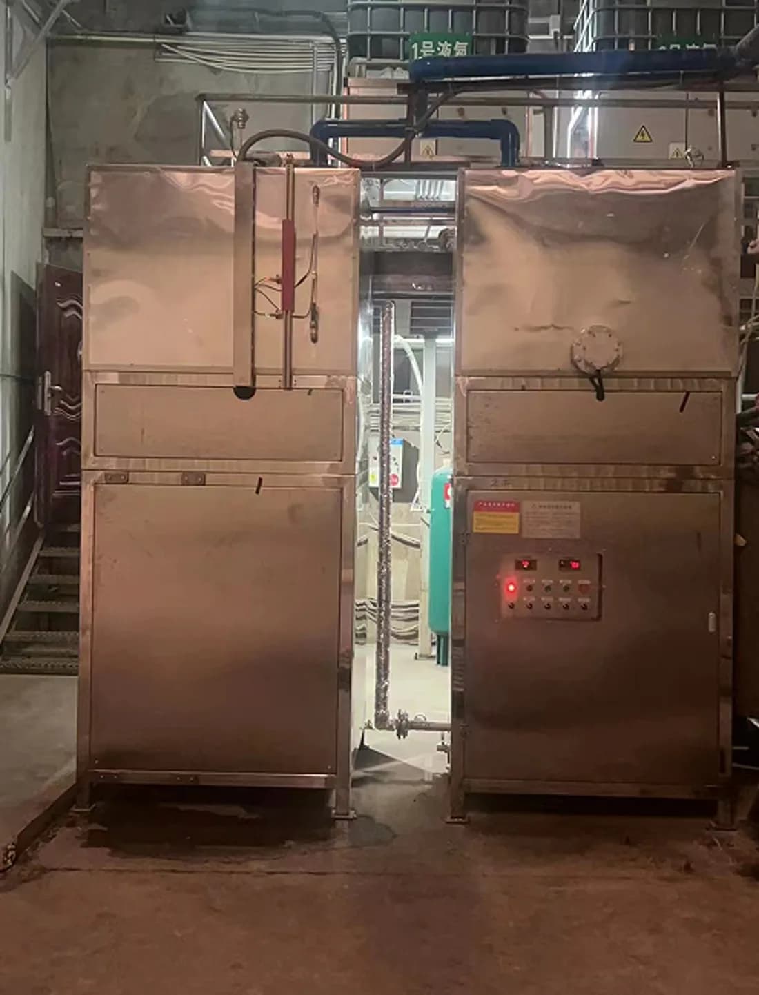Two stainless-steel molasses dosing systems in operation